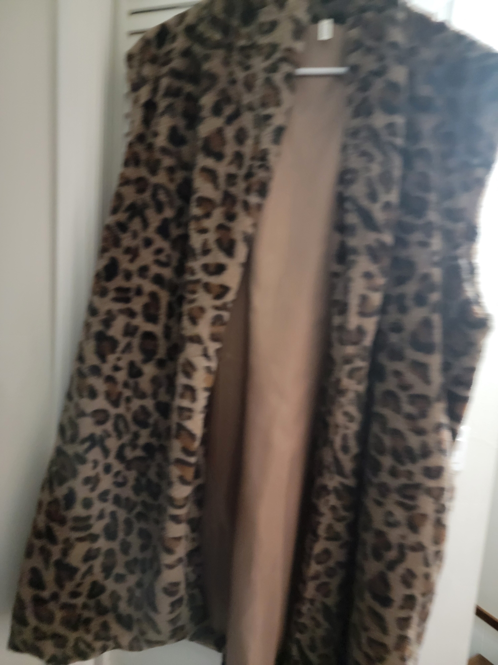 Leopard Print Faux Fur Coat - Brown